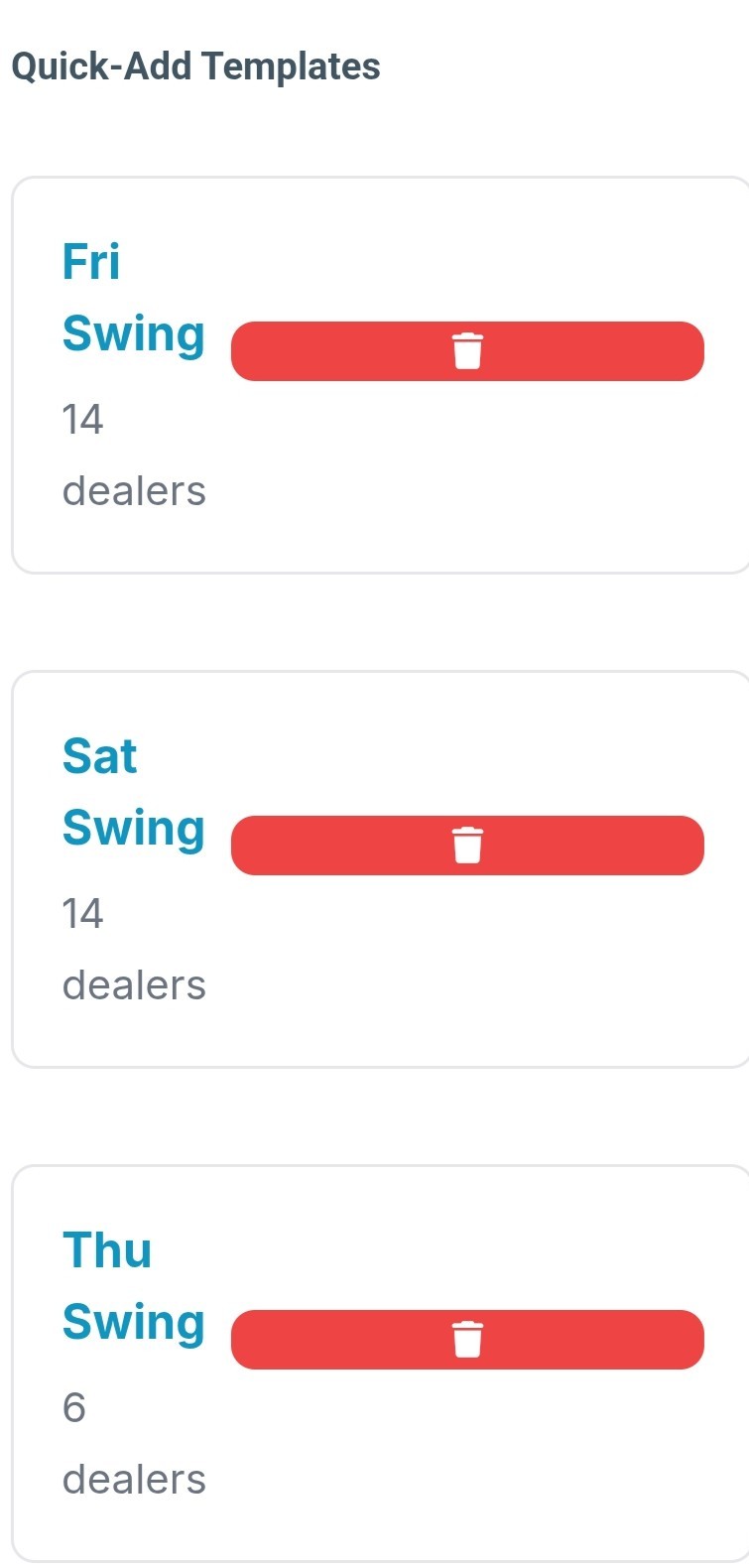 Create Shift Templates